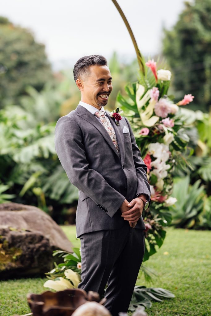 photo of a happy groom during a wedding at the Big Island