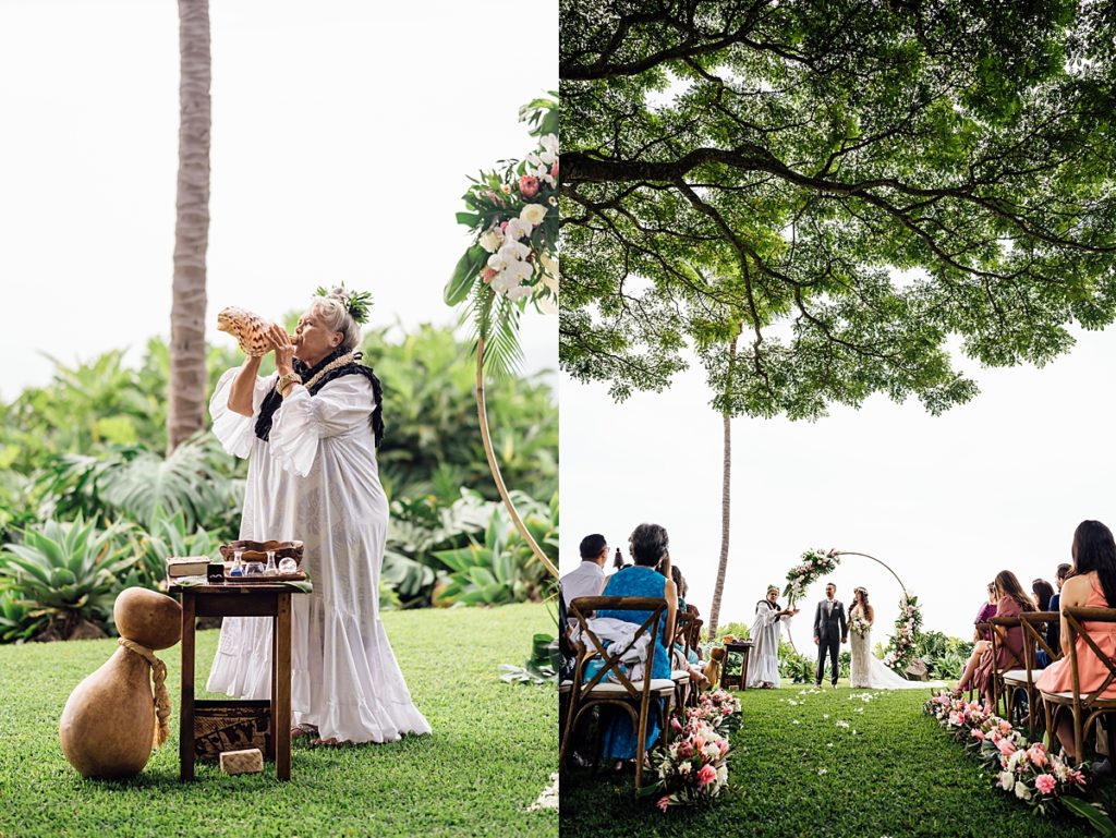 photo of the officiant and ceremony in a wedding in Hawaii