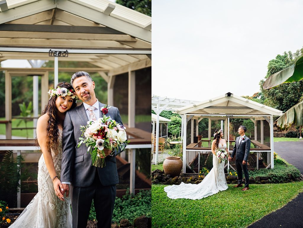 photos of the bride and groom during their Big Island wedding