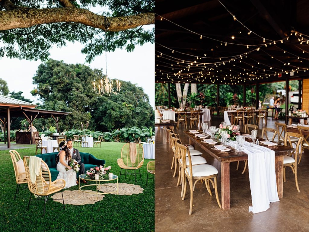 photos of Hawaii wedding reception