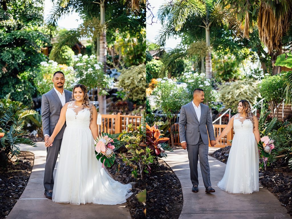 beautiful Hawaii wedding portraits of the bride and groom