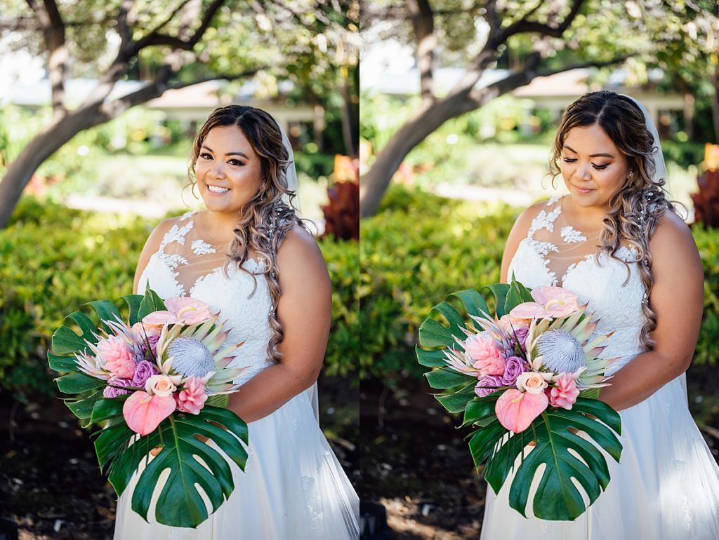 gorgeous bride at Fairmont Orchid, Big Island wedding