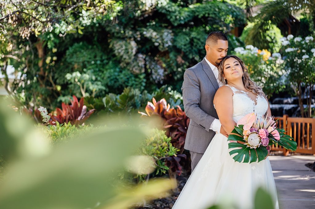 sweet photo of the couple at their Fairmont Orchid Wedding