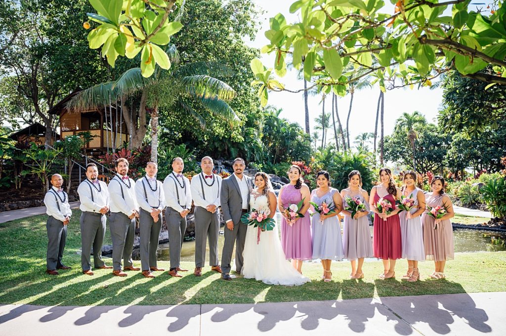 Fairmont Orchid wedding party during Big Island, Hawaii Wedding
