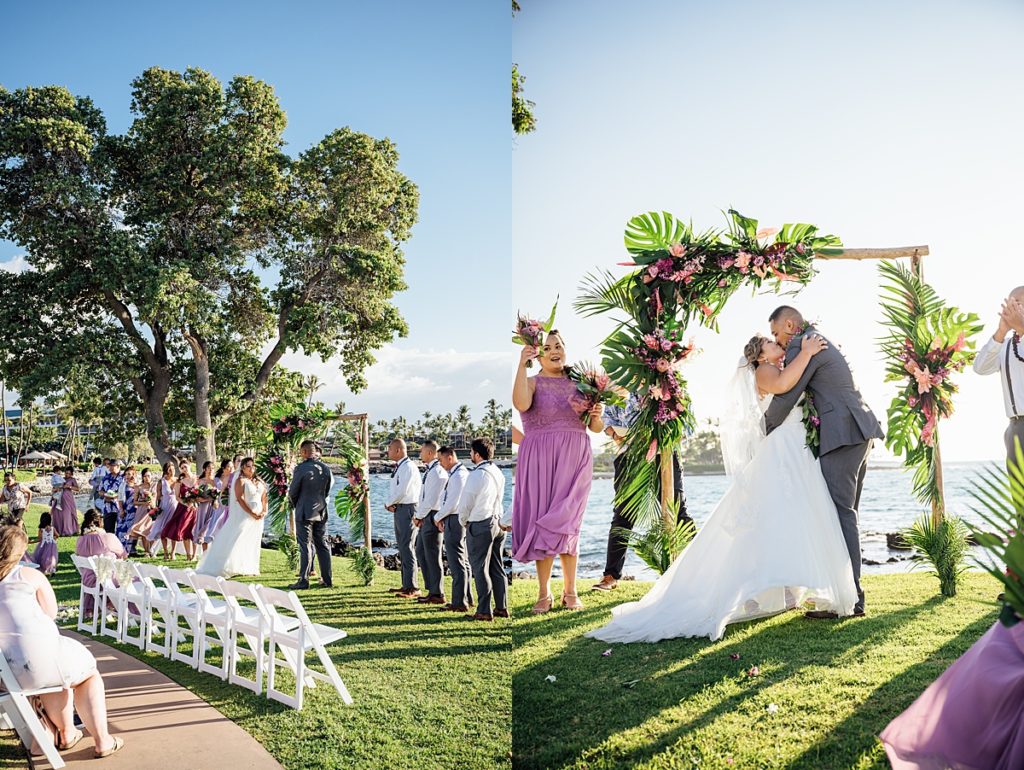 photos of a wedding ceremony at the Big Island
