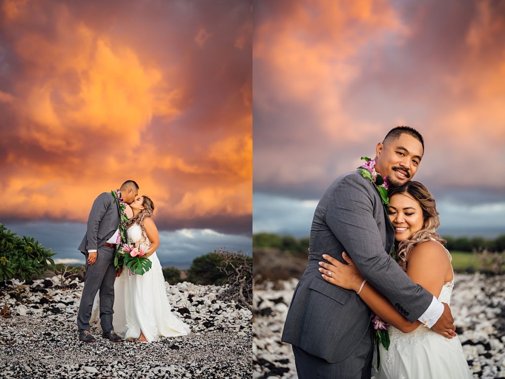 sweet photos of the bride and groom during their Hawaii wedding