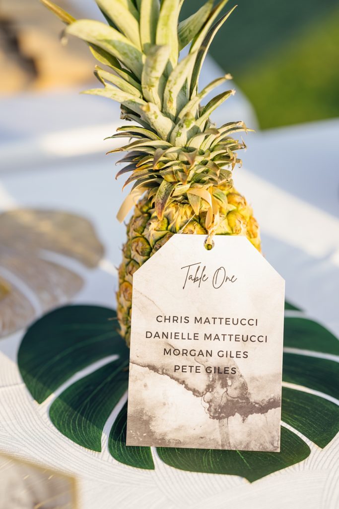 Mauna Lani wedding reception table tags
