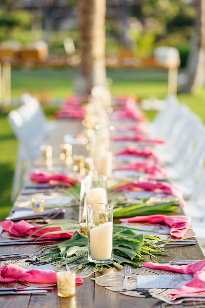 Mauna Lani wedding reception table set up