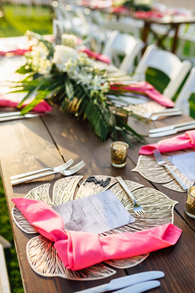 Mauna Lani wedding reception table set up