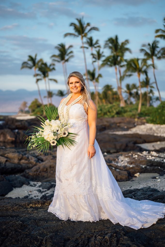 wedding photo of the lovely bride on the Big Island beach