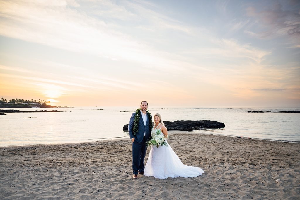 photo of the bride and groom on the Big Island beach