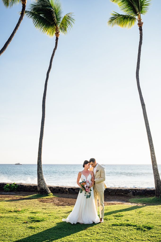 sweet photo of the newlyweds by Big Island photographer