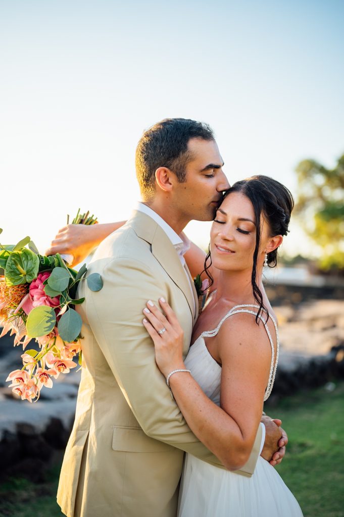 precious moments of the newlyweds by Big Island wedding photographer