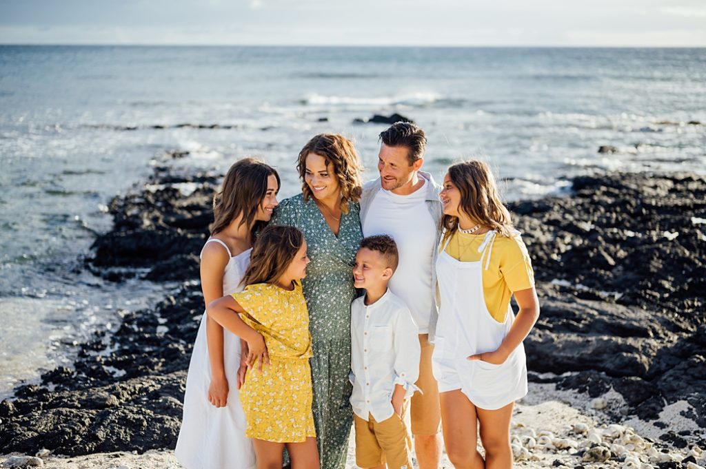 beautiful family at a beach in the Big Island