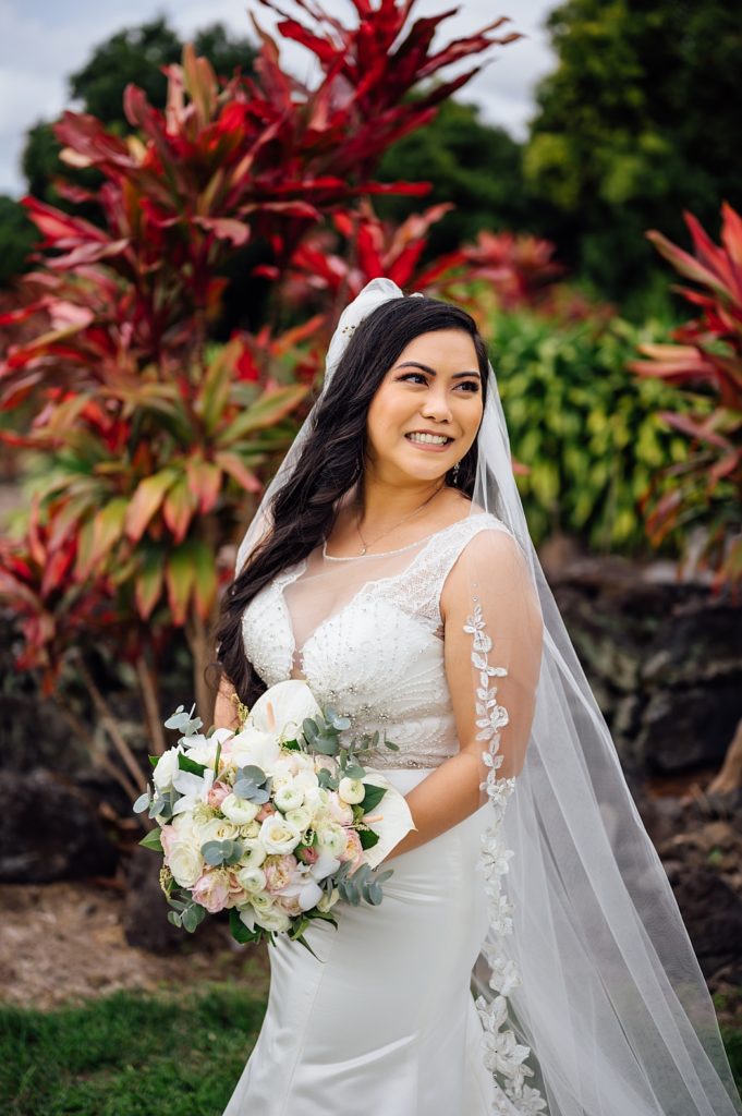 happy bride during her Big Island wedding