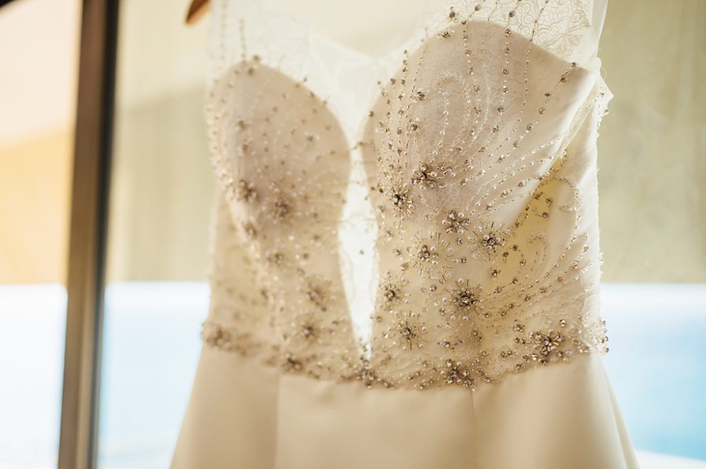details of the bridal dress