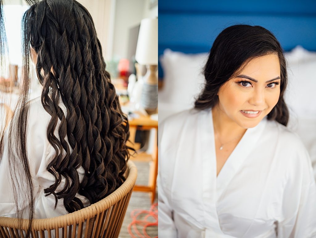beautiful hair curls of the bride for her wedding