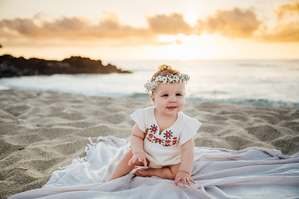 cute photo of a baby girl with her floral crown