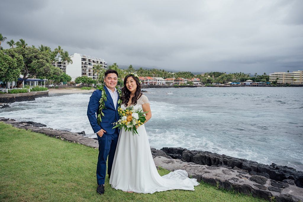 bride and groom during their Hawaii wedding