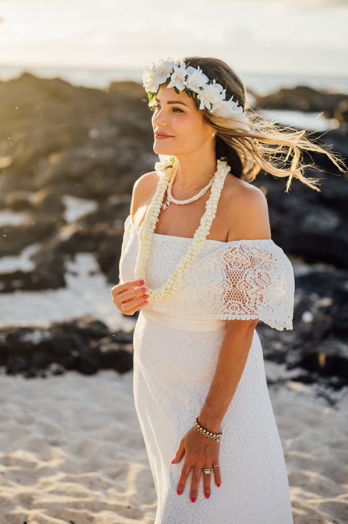 the gorgeous bride during her elopement at the beach
