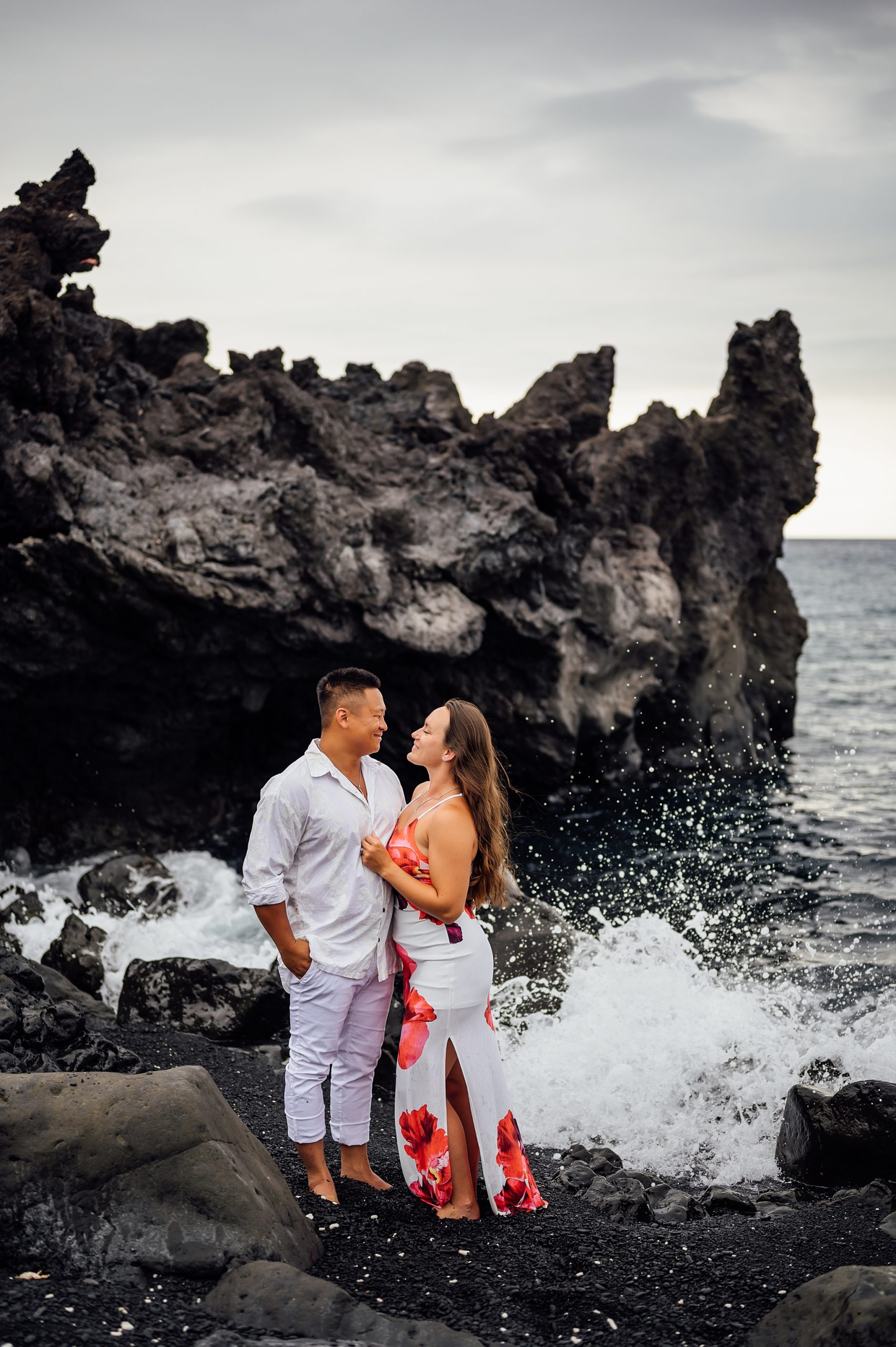 couple looking adoringly at each other during their honeymoon session 