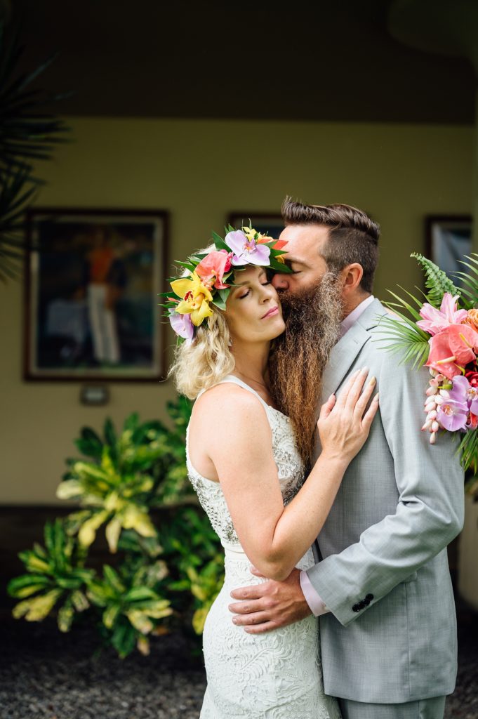 sweet moments of the couple during their Kona wedding