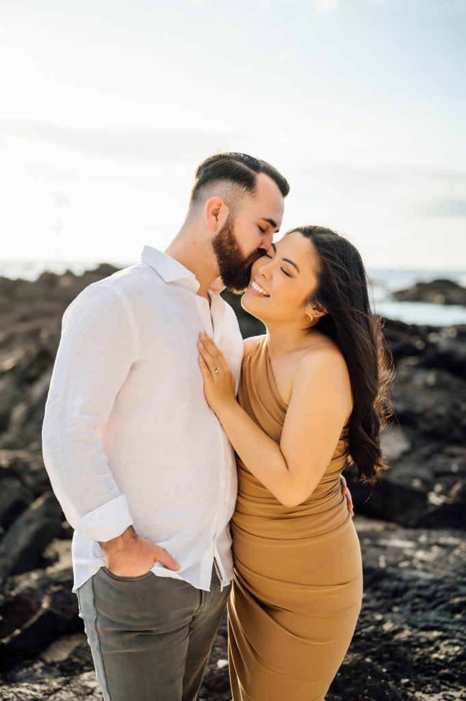 sweet couple during their engagement session in Hawaii