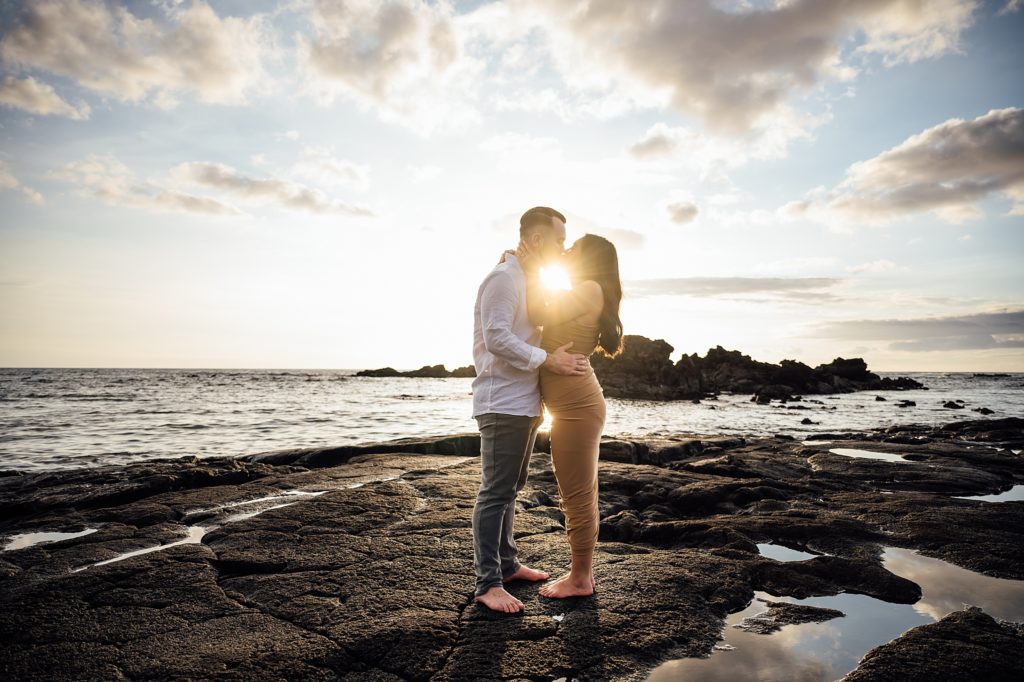 stunning Hawaii sunset during an engagement session