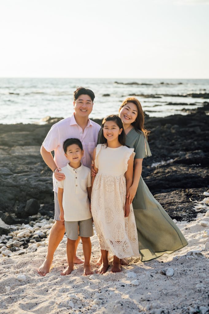 beautiful family portrait at the beach by Hawaii photographer