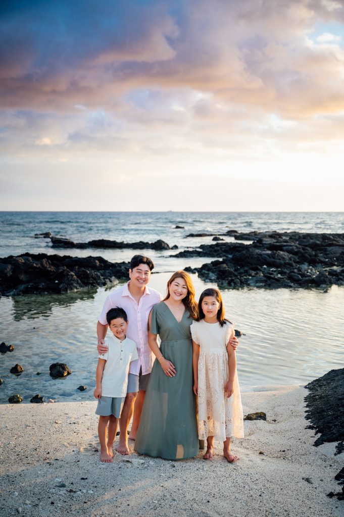 beautiful family at the beach by Kona photographer