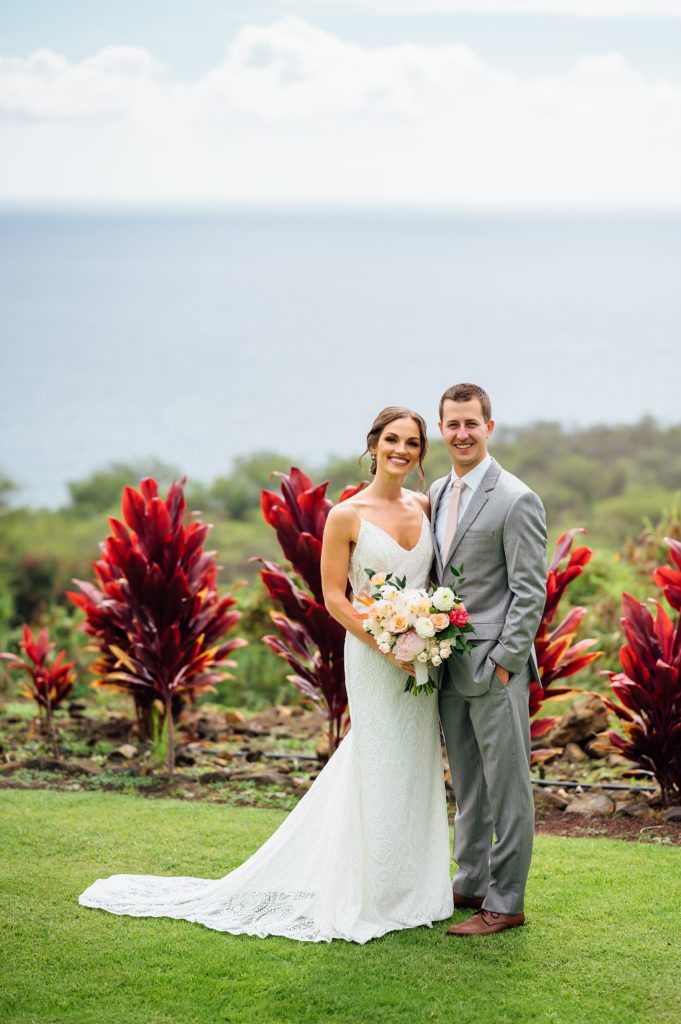 beautiful portrait of the bride and groom by Hawaii photographer