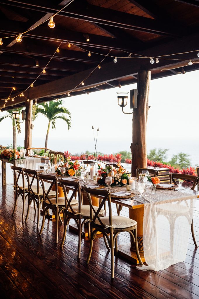 beautiful reception table set-up during a Hawaii wedding
