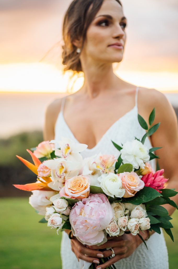 lovely bridal bouquet during a Hawaii wedding