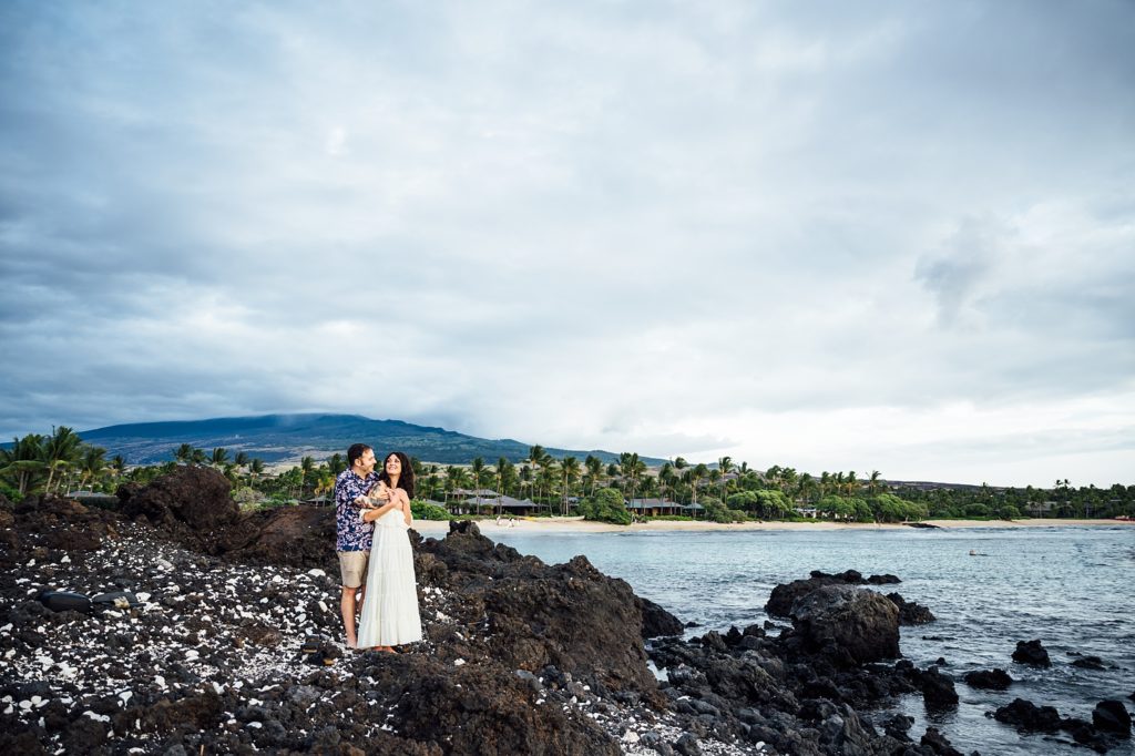 beautiful couple portrait by Hawaii photographer at Kukio beach