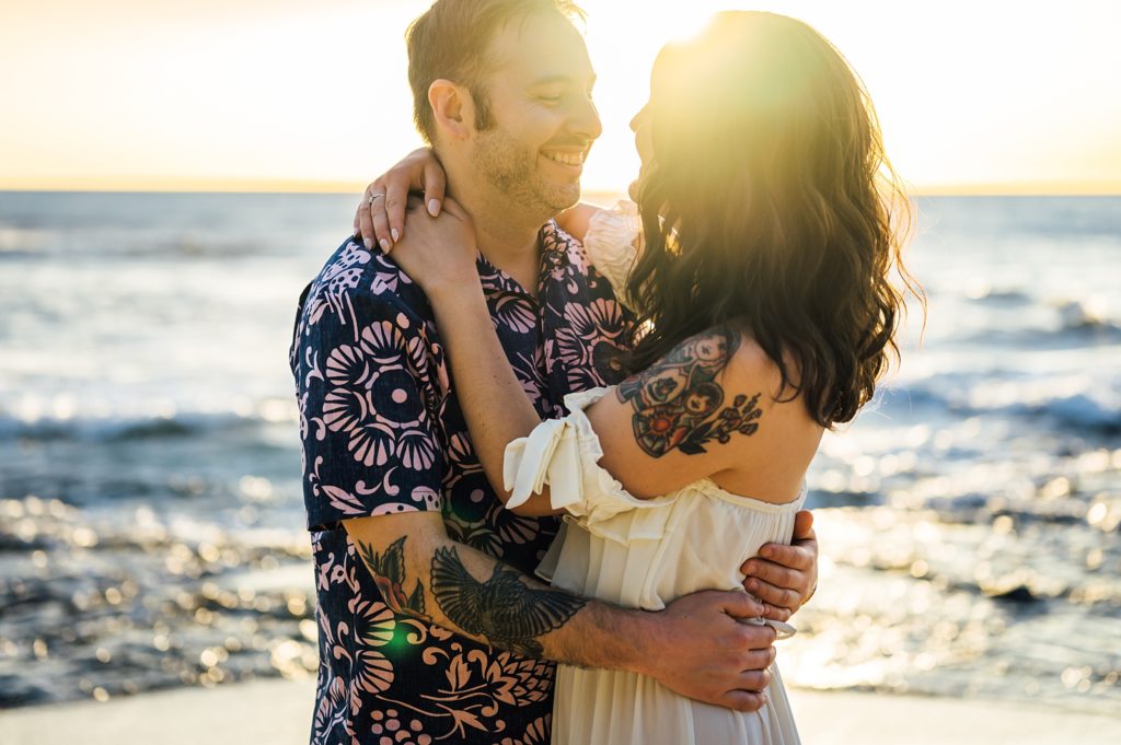 happy couple during their Hawaii sunset engagement session