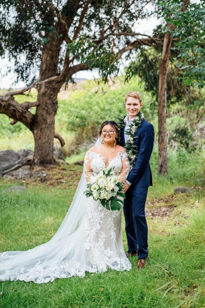 bride and groom during their Anna Ranch wedding in Hawaii