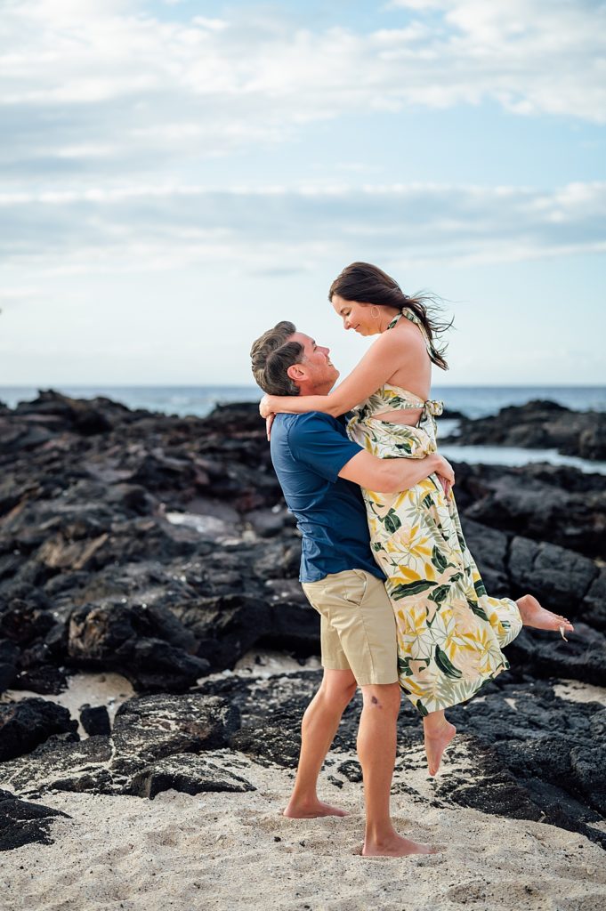 precious moments with the couple during their beach sunset engagement