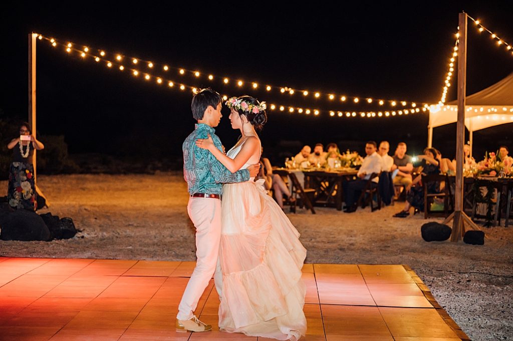 newlyweds first dance during their Kona wedding reception